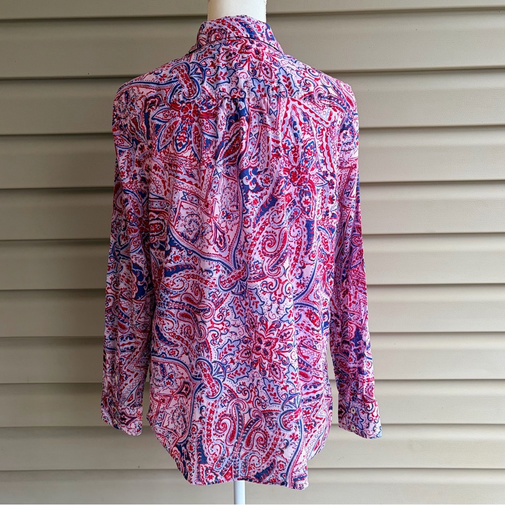 •Talbots• Classic Paisley Button Down Blouse -  Size Large - Picture 6 of 9